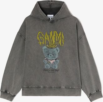 Ganni Black Vintage Wash Hoodie - Size XXS Organic Cotton