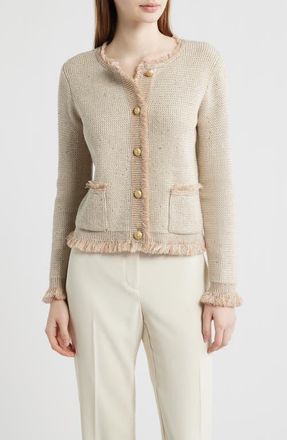 Kobi Halperin Kailey Sequin Fringe Cardigan in Natural at Nordstrom, Size X-Large