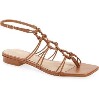 Koko + Palenki Catia Ankle Strap Thong Sandal in Tan Leather at Nordstrom, Size 7.5