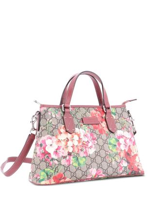 Gucci Convertible Zip Blooms Print GG Coated Canvas Medium tote bag - Marrone