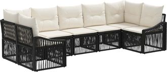 vidaXL Conjunto De Sof&aacute;s De Jard&iacute;n 7 Uds. 7-n&uacute;mero De Plazas Negro Vidaxl