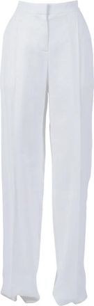 Elisabetta Franchi Pleated Broeken - Dames - Wijde Broeken - Wit - S - Katoen - Broeken