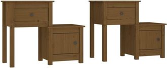 vidaXL Vidaxl - Bedside Cabinet 2pcs Honey Brown 79.5x38x65.5cm Solid Wood Pine