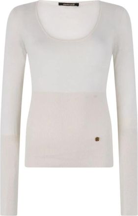 Roberto Cavalli Trui met lange mouwen - Dames - Ronde hals truien - Wit - S - Katoen - Truien & Vesten