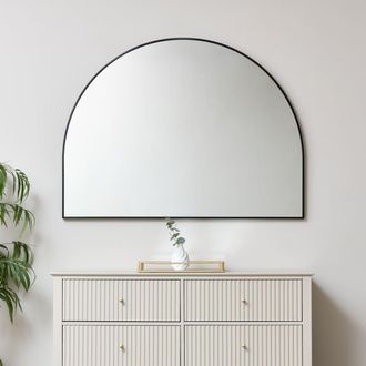 Melody Maison Large Black Arched Wall Mirror 90cm X 120cm | Size: 90 cm X 120 cm