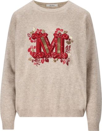 Max Mara Logo Embellished Crewneck Jumper