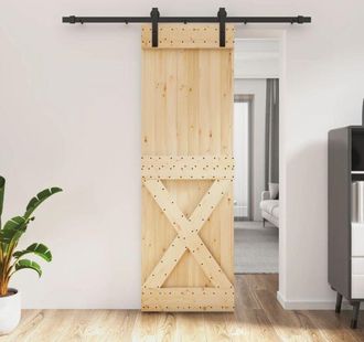 vidaXL Puerta Corredera Con Herrajes Madera Maciza De Pino 70x210 Cm Vidaxl