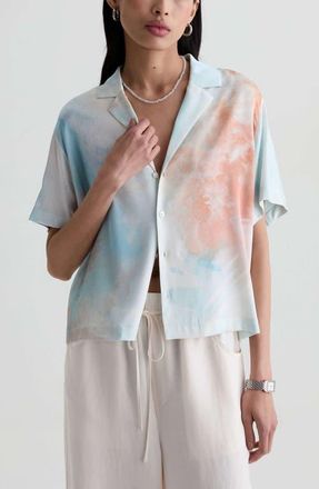 AG - Adriano Goldschmied Long Beach Stretch Silk Camp Shirt in Sunset Sips at Nordstrom, Size X-Large