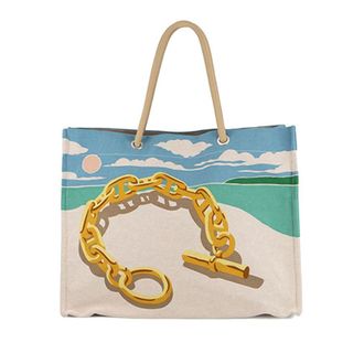 Herm&egrave;s Pre-owned Hermes Toile Escale a la Plage Beach Bag Ladies IWHG8P48IM1EAC1E