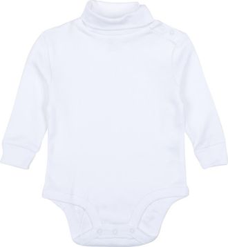 Leveret Cotton Neutral Solid Turtleneck Bodysuit in White at Nordstrom, Size 18-24M