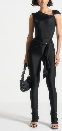 Mani&egrave;re De Voir Draped Hardware Detail Leggings in Black at Nordstrom, Size Xx-Small