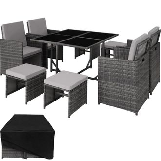 TecTake Garden Table & Chairs Bilbao in Grey | Size: XL