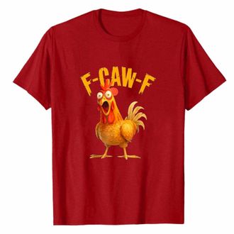 Generic Womens Funny F-Caw-F Chicken Shirts, FCAWF Chicken Vintage Crewneck T-Shirt Premium Soft Fasion Tops (UK, Alpha, M, Regular, Regular, Red)