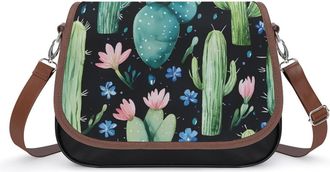 Generic Cactus Green Flower Small Womens Crossbody Bags Shoulder Handbag with Adjustable Strap for Travel