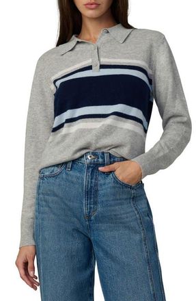 Joe's Stripe Cashmere Polo Sweater in Heather Grey at Nordstrom, Size X-Large