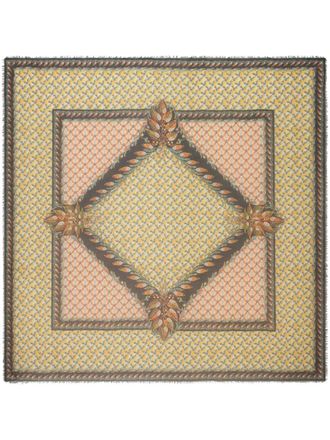 Etro floral-print frayed scarf - women - Modal - One Size - Yellow