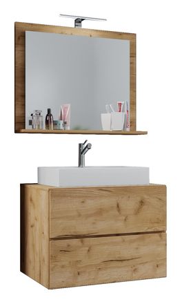 ebuy24 Ebuy24 - Vcm 3 Pcs Lavabo De Lavabo Lavabo Gabinete Inferior Ancho 60 Cm Muebles De Ba&ntilde;o Con Cajones Espejo Lendas (roble De Miel)