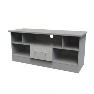 Welcome Furniture Wellington Ready Assembled TV Unit with 1 Drawer - Uniform Matt & Dusk Grey - Welcome Furniture | TJ Hughes