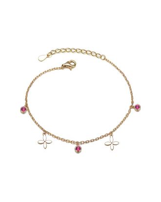 Rachel Glauber 14K Plated CZ Charm Bracelet