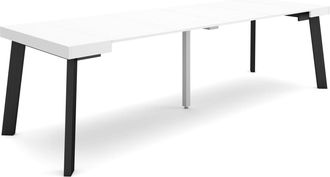 Skraut Home Mesa Consola Extensible, Mesa Comedor Plegable, 260, Para 12 Comensales, Patas De Madera, Estilo Moderno, Blanco - Skraut Home