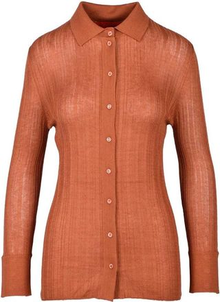 Wild Cashmere Ribbed Cardigan - Cognac
