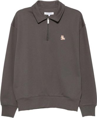 Maison Kitsun&eacute; Fox-patch Quarter-zip Sweater