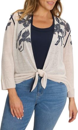 Nic+Zoe Inked Blooms Convertible Cardigan in Cream Multi at Nordstrom, Size 1 X