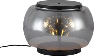 QAZQA Qazqa L&aacute;mpara De Mesa De Dise&ntilde;o Negra Con Cristal Ahumado 3 Luces