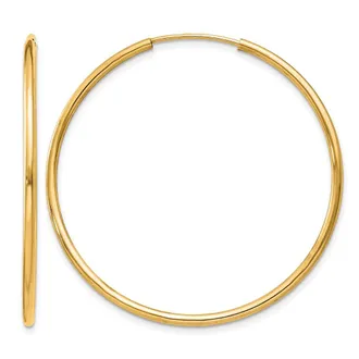 Diamond2Deal 14k Gold 1.50mm Polished Round Hoop Earrings 35 mm