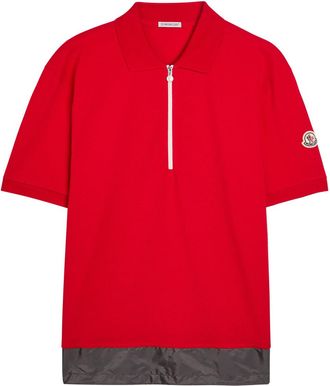 Moncler Logo-appliqu&eacute;d Piqu&eacute; Cotton Polo Shirt - Red - M