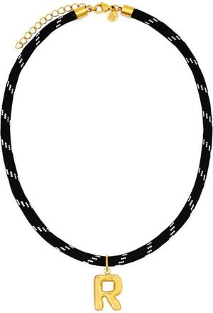 Petit Moments Bubble Initial Pendant Cord Necklace in Black-R at Nordstrom