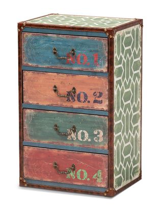 Baxton Studio Dnu Baxton Studio Amandine Vintage Rustic Multicolor Finished Wood 4-Drawer Accent Storage Chest