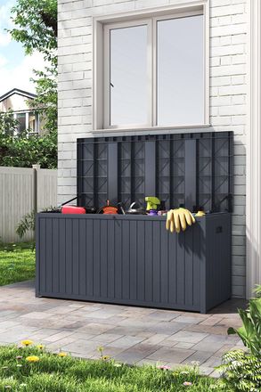 H&O Direct Outdoor Waterproof Garden Cushion Storage Box in Grey