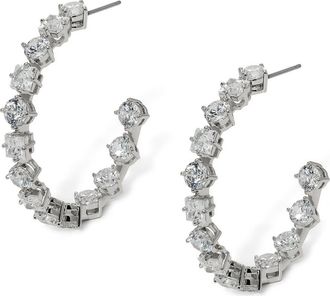 Nadri Lucia Cubic Zirconia Inside Out Hoop Earrings in Rhodium at Nordstrom