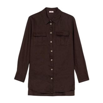 Oltre Dames, Blouses & Shirts, Bruin, Maat: XL Linnen