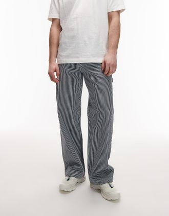 Dickies Hickory - Pantaloni ampi dritti blu a righe