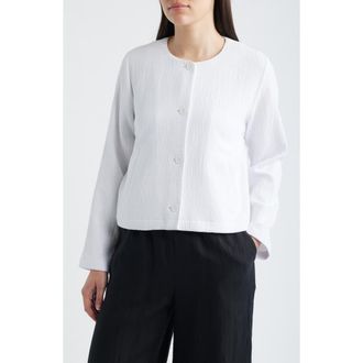 Eileen Fisher Organic Cotton Gauze Jacket in White at Nordstrom, Size X-Small