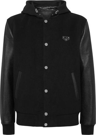 Philipp Plein Hooded Varsity Bomber Jacket - Heren - Bomber jackets - Zwart - XL - Katoen - Jassen