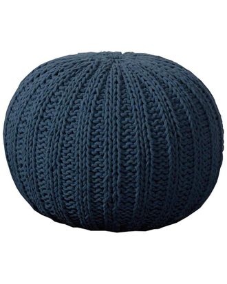LR Home Lr Home Celtic Navy Cableknit Ottoman Pouf