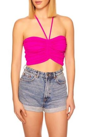 Susana Monaco Ruched Crop Halter Top in Magenta at Nordstrom Rack, Size Medium