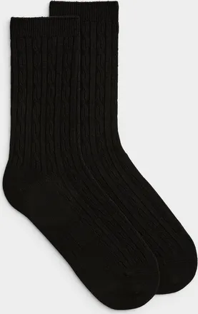 Hue Womens Silk-touch cable socks