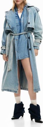 Desigual Denim Trench Coat in Light Blue at Nordstrom, Size X-Small