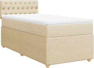vidaXL Cama Box Spring Con Colch&oacute;n Tela Color Crema 90x190 Cm Vidaxl