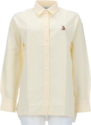 Maison Kitsun&eacute; Dreaming Fox Striped Cotton Casual Shirt