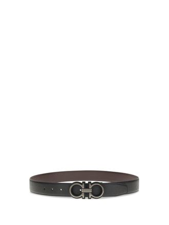 Ferragamo Mens Reversible And Adjustable Gancini Belt Blue Patterned Navy Calf Leather Bos Taurus E Braces