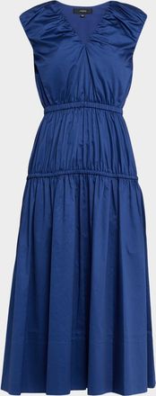 Joseph Sembat Sleeveless Tiered Cotton Sateen Midi Dress