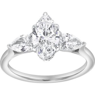 LuvMyJewelry Fallon 2CT Marquise & Pear Three Stone Lab Diamond Ring 14K Gold in 14K White Gold at Nordstrom, Size 7