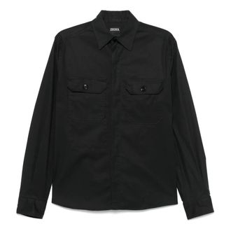 Ermenegildo Zegna Light Jackets, male, Black, Size: 2XL Lightweight Overshirt