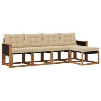 vidaXL Conjunto De Sof&aacute;s De Exterior Con Coj&iacute;n 5 Pcs Natural Y Beige Vidaxl