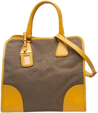 Prada Pre-owned Handbags, female, Multicolor, Size: ONE SIZE Pre-owned Canvas Handbag